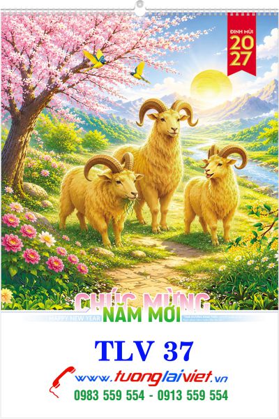 In Lịch lò xo 7 tờ Con Giáp Tài Lộc