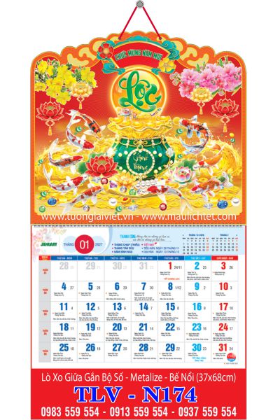 Lịch lò xo giữa 13 tờ Khai Xuân Đón Lộc