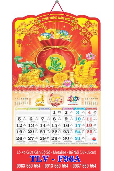 Lịch lò xo giữa 13 tờ Lộc Đón Xuân