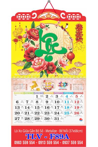 Lịch lò xo giữa 13 tờ Lộc Xanh