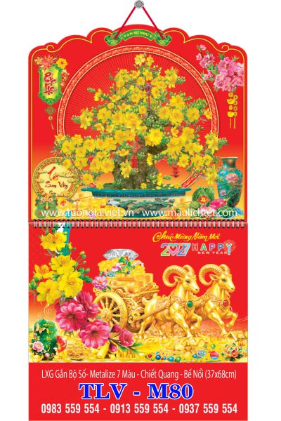 Lịch lò xo giữa 13 tờ Mai Ngày Tết