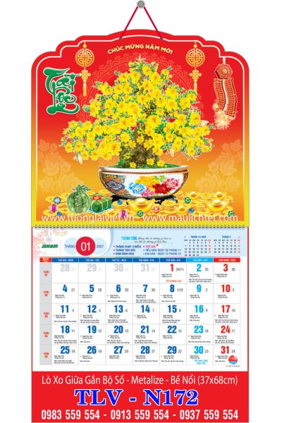 Lịch lò xo giữa 13 tờ Mai Tài Lộc