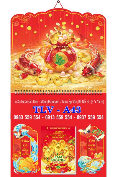 Lịch lò xo giữa bloc Lộc Túi Vàng